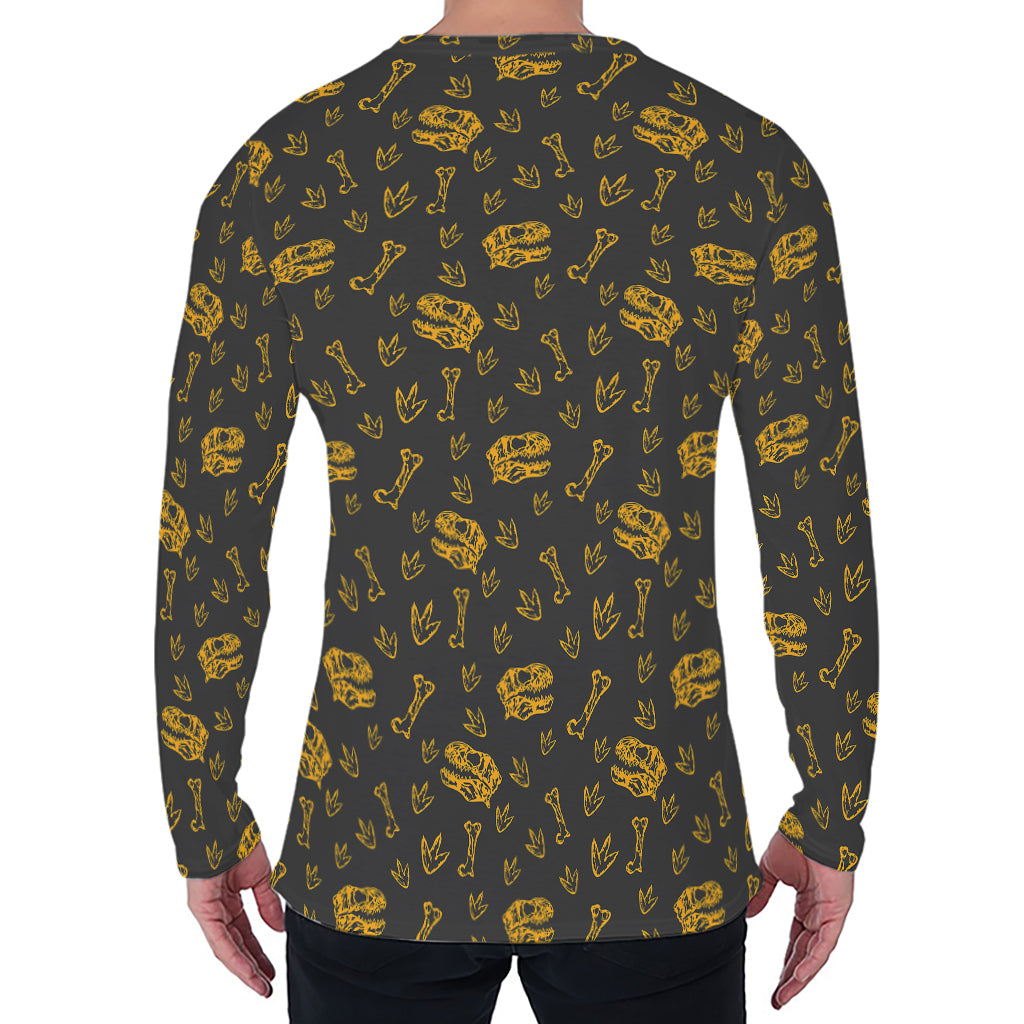 Tyrannosaurus Dino Fossil Pattern Print Men's Long Sleeve T-Shirt