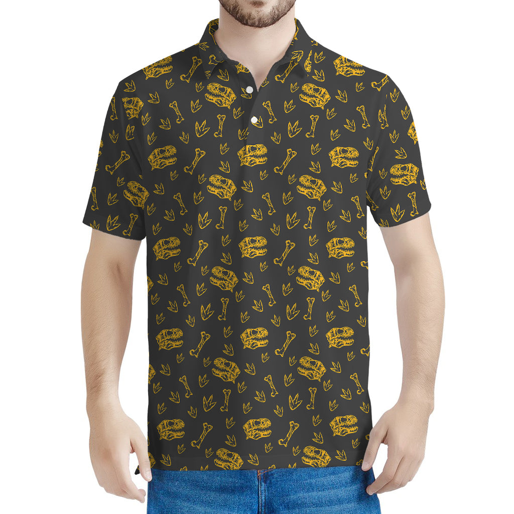 Tyrannosaurus Dino Fossil Pattern Print Men's Polo Shirt