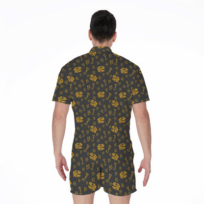 Tyrannosaurus Dino Fossil Pattern Print Men's Rompers