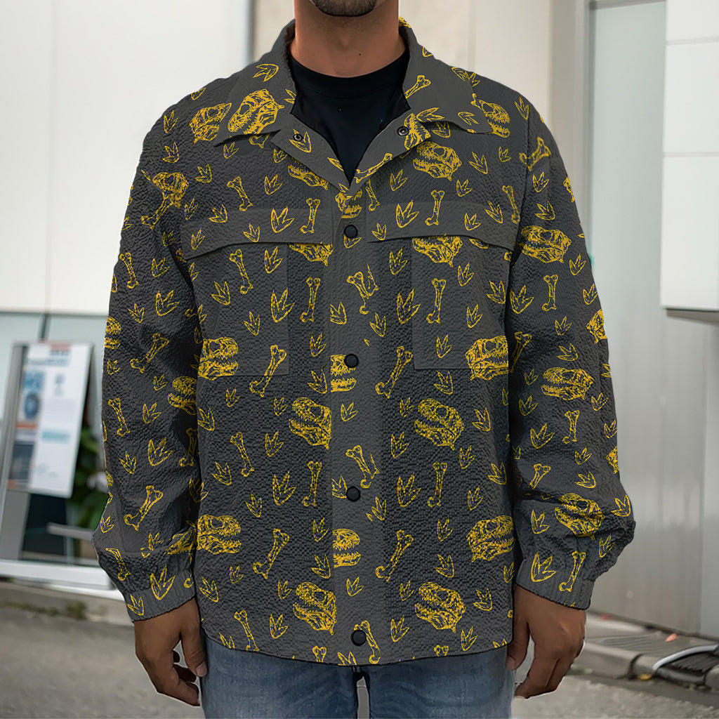 Tyrannosaurus Dino Fossil Pattern Print Men's Shirt Jacket