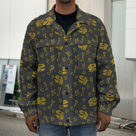 Tyrannosaurus Dino Fossil Pattern Print Men's Shirt Jacket