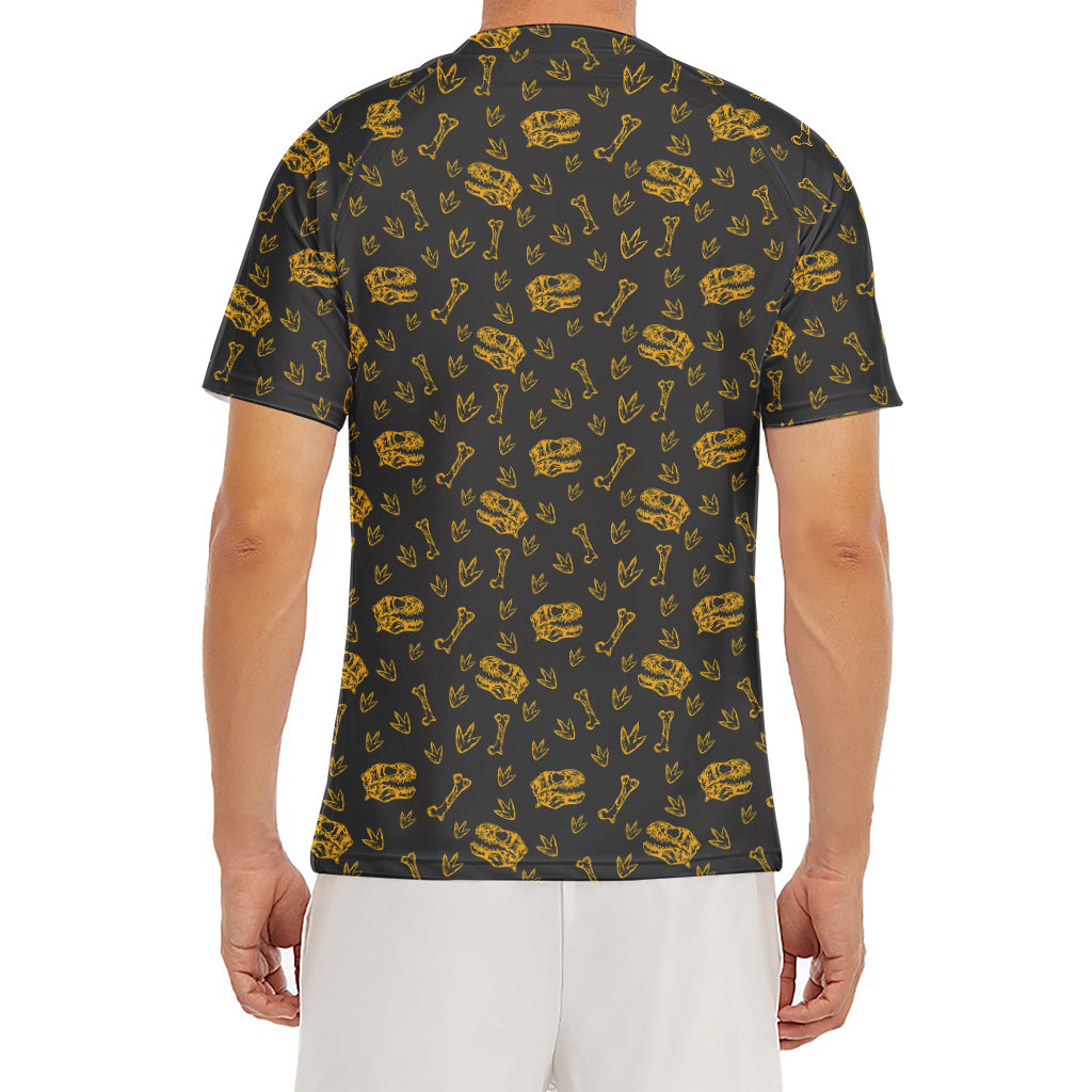 Tyrannosaurus Dino Fossil Pattern Print Men's Short Sleeve Rash Guard