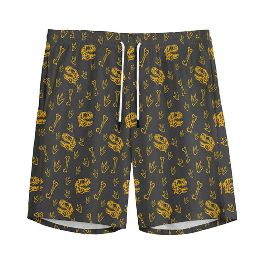 Tyrannosaurus Dino Fossil Pattern Print Men's Sports Shorts