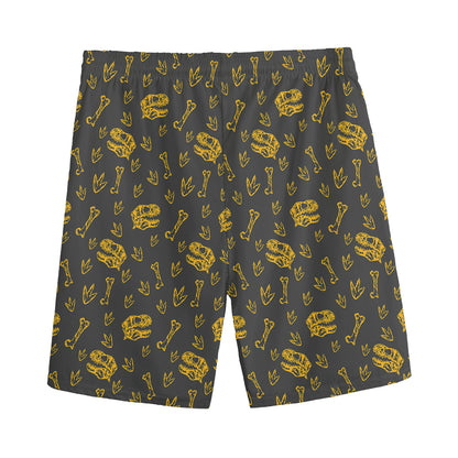 Tyrannosaurus Dino Fossil Pattern Print Men's Sports Shorts
