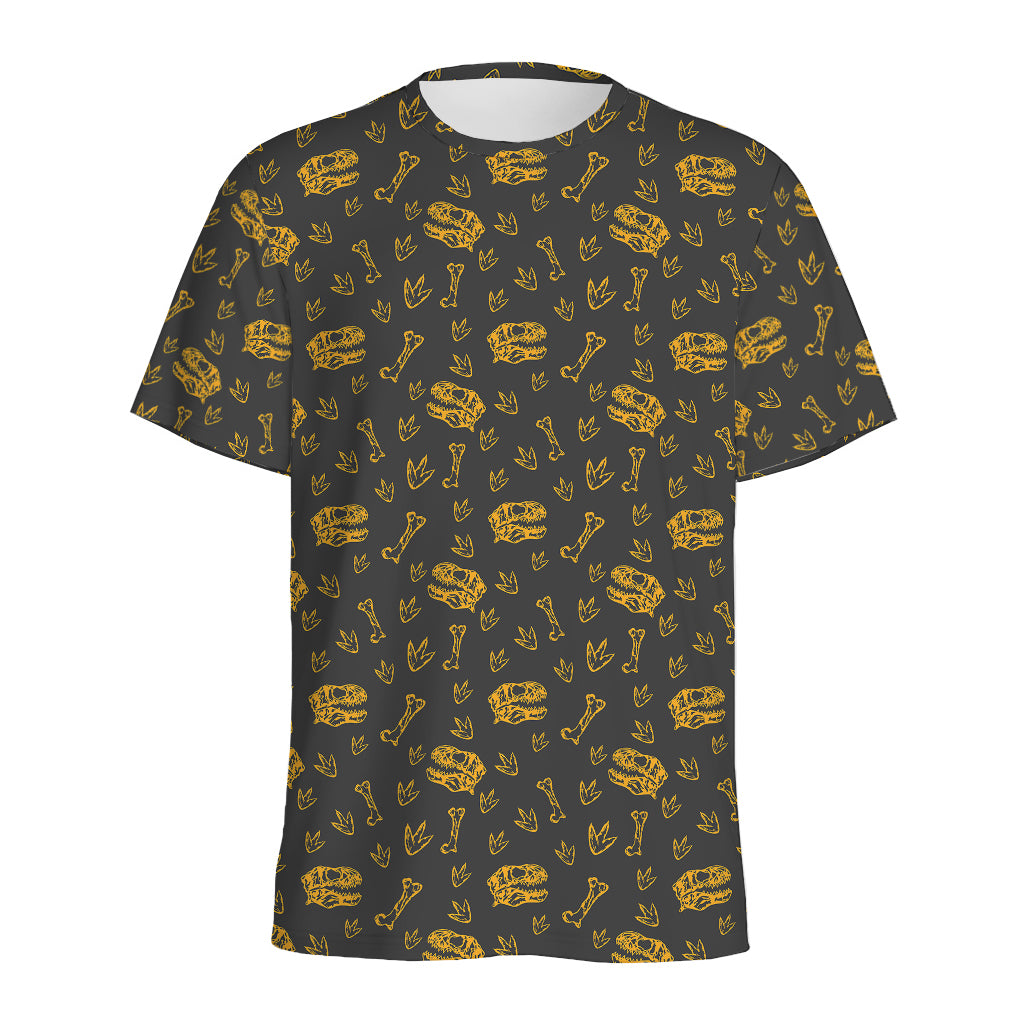 Tyrannosaurus Dino Fossil Pattern Print Men's Sports T-Shirt