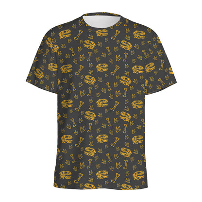 Tyrannosaurus Dino Fossil Pattern Print Men's Sports T-Shirt