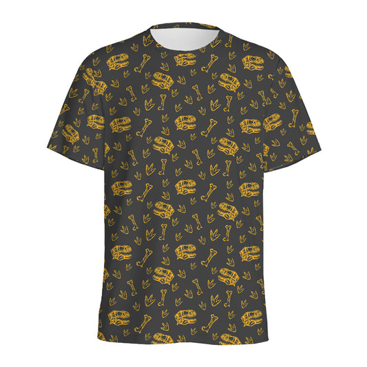 Tyrannosaurus Dino Fossil Pattern Print Men's Sports T-Shirt