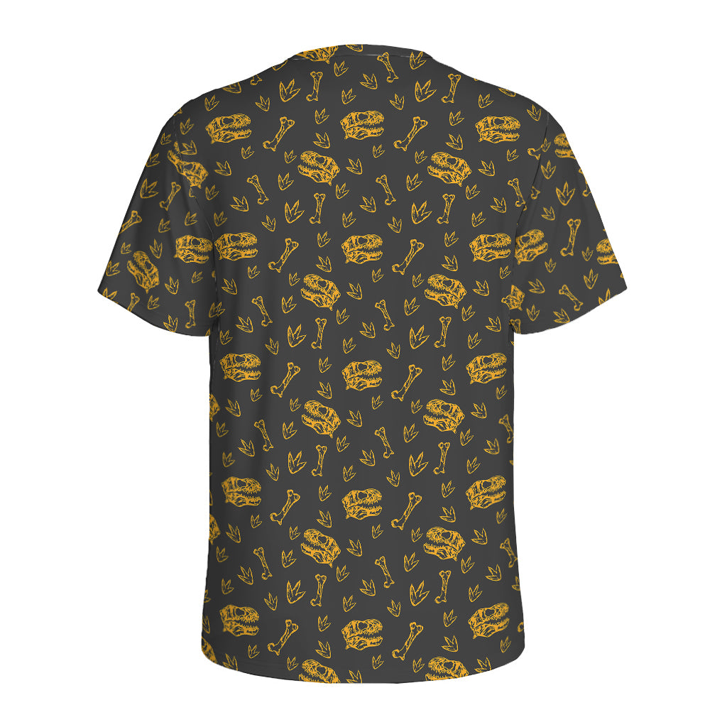 Tyrannosaurus Dino Fossil Pattern Print Men's Sports T-Shirt