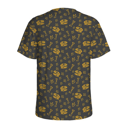 Tyrannosaurus Dino Fossil Pattern Print Men's Sports T-Shirt