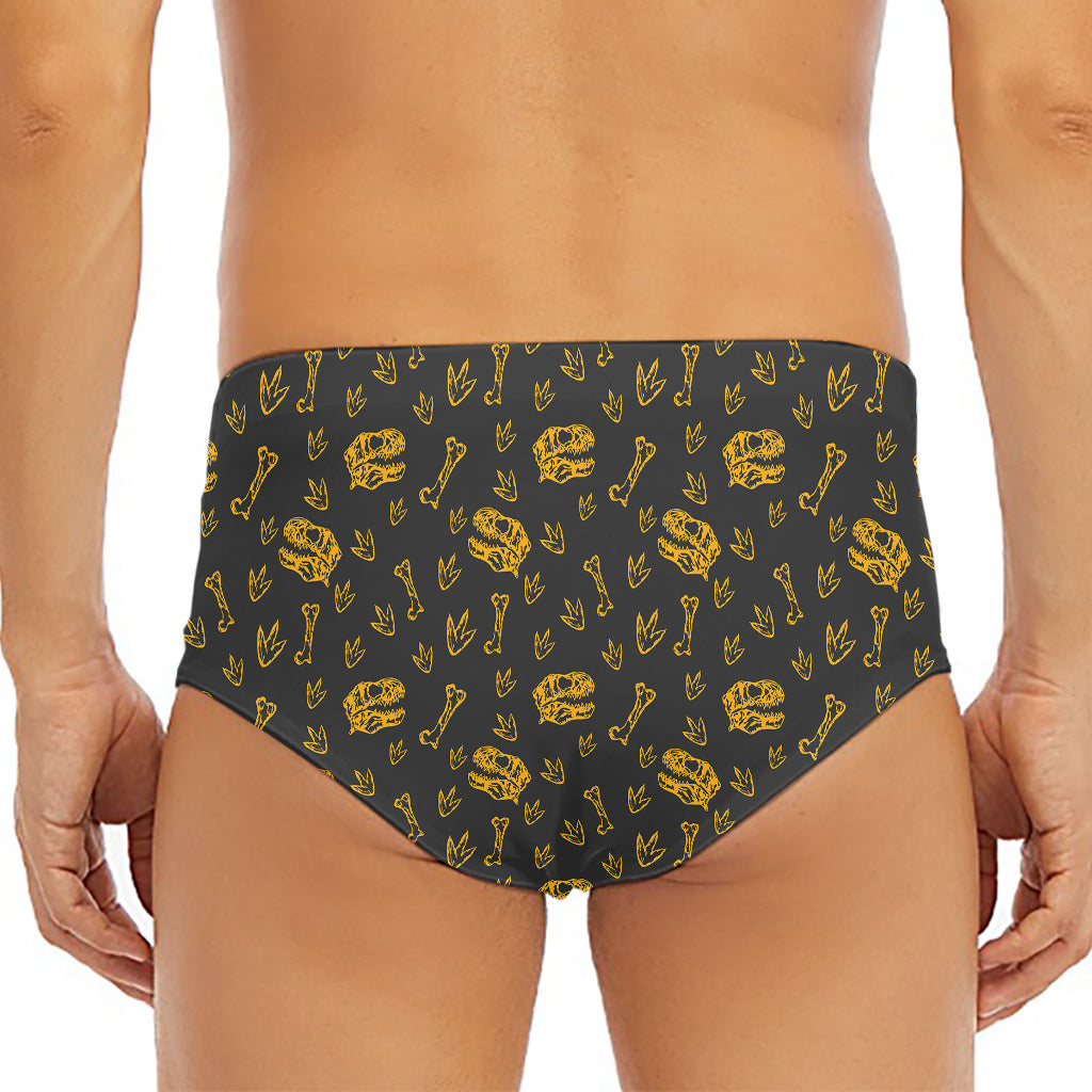 Tyrannosaurus Dino Fossil Pattern Print Men's Triangle Swim Briefs