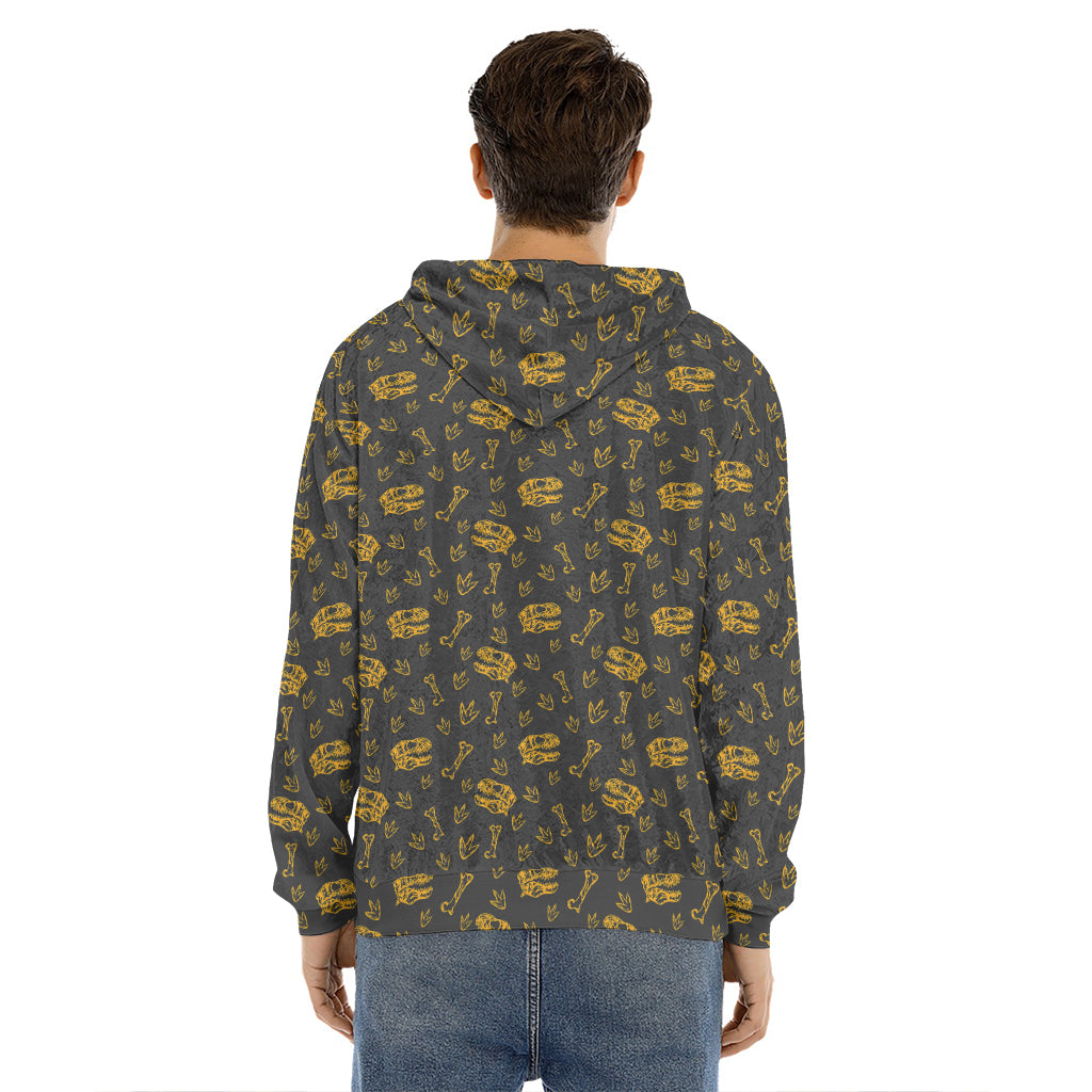 Tyrannosaurus Dino Fossil Pattern Print Men's Velvet Pullover Hoodie