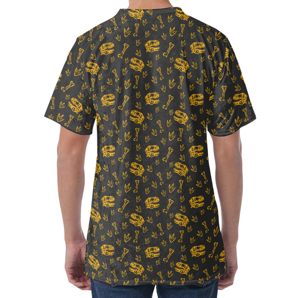 Tyrannosaurus Dino Fossil Pattern Print Men's Velvet T-Shirt