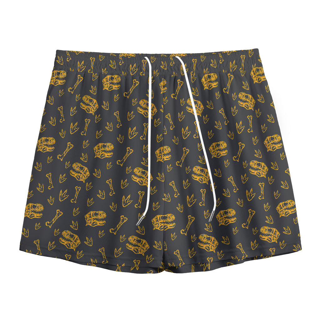 Tyrannosaurus Dino Fossil Pattern Print Mesh Shorts