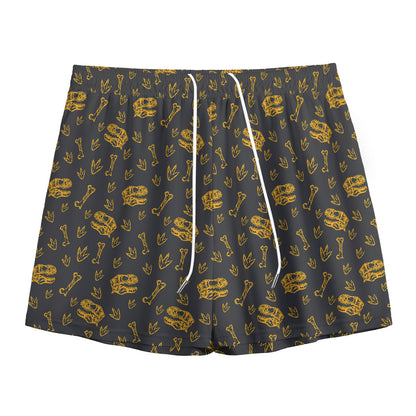 Tyrannosaurus Dino Fossil Pattern Print Mesh Shorts