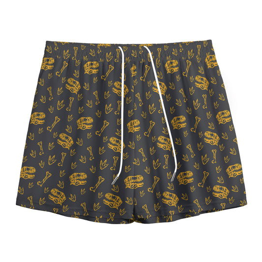 Tyrannosaurus Dino Fossil Pattern Print Mesh Shorts