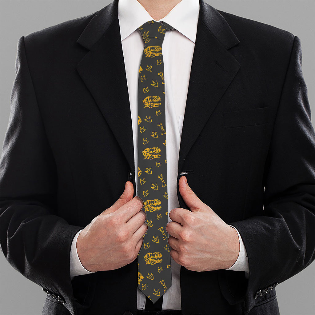 Tyrannosaurus Dino Fossil Pattern Print Necktie