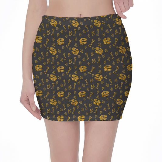 Tyrannosaurus Dino Fossil Pattern Print Pencil Mini Skirt