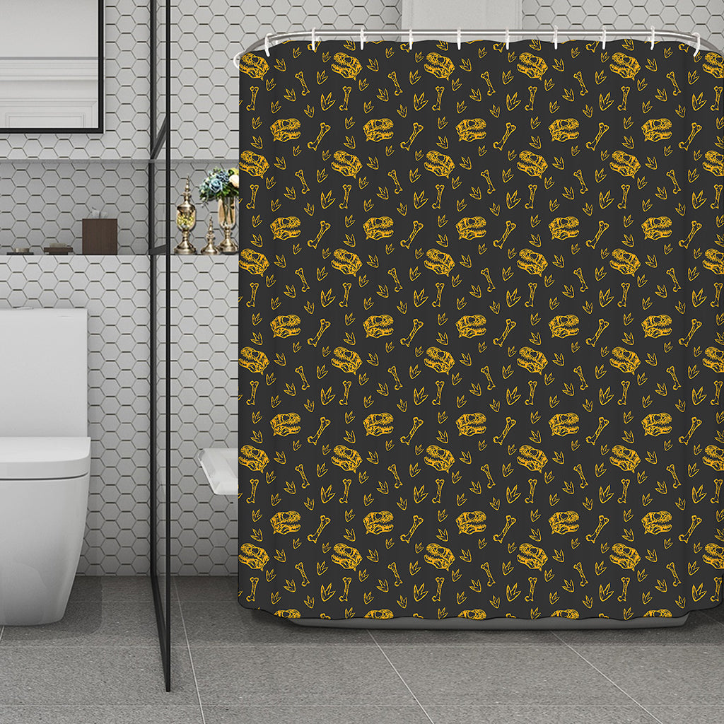 Tyrannosaurus Dino Fossil Pattern Print Polyester Shower Curtain