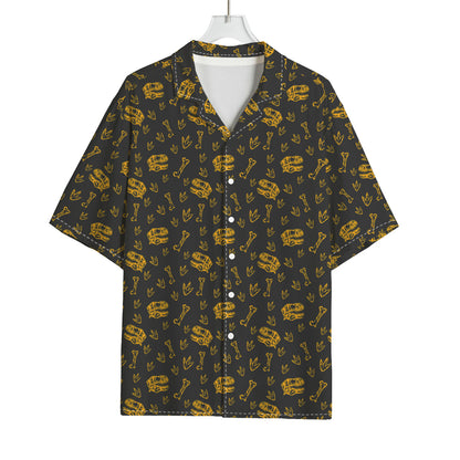 Tyrannosaurus Dino Fossil Pattern Print Rayon Hawaiian Shirt