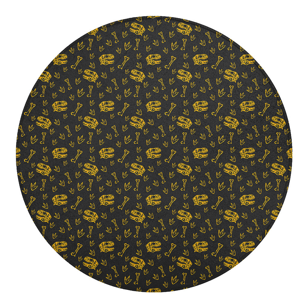 Tyrannosaurus Dino Fossil Pattern Print Round Blanket