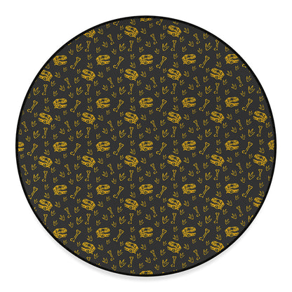 Tyrannosaurus Dino Fossil Pattern Print Round Floor Mat
