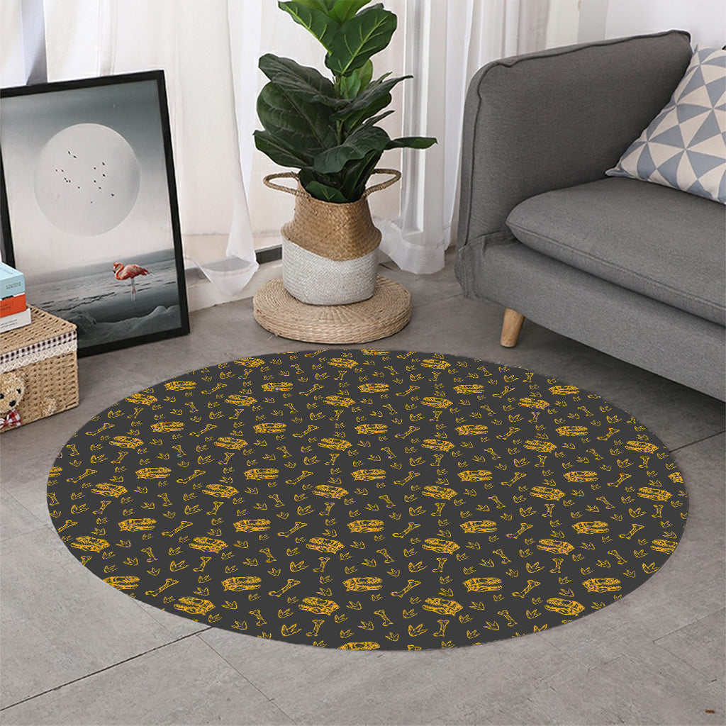 Tyrannosaurus Dino Fossil Pattern Print Round Rug