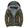 Tyrannosaurus Dino Fossil Pattern Print Sherpa Lined Zip Up Hoodie