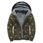 Tyrannosaurus Dino Fossil Pattern Print Sherpa Lined Zip Up Hoodie