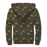 Tyrannosaurus Dino Fossil Pattern Print Sherpa Lined Zip Up Hoodie