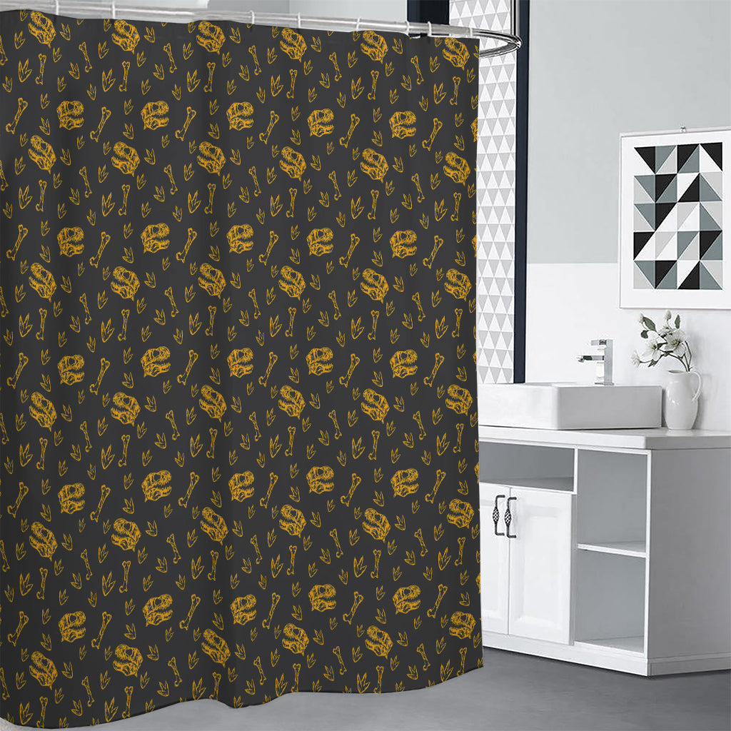 Tyrannosaurus Dino Fossil Pattern Print Shower Curtain