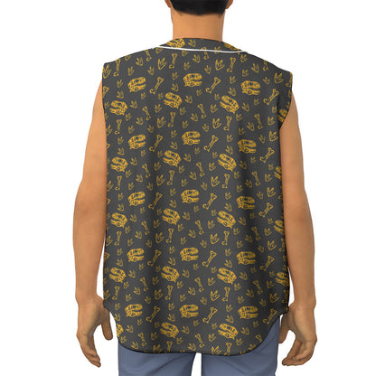 Tyrannosaurus Dino Fossil Pattern Print Sleeveless Baseball Jersey