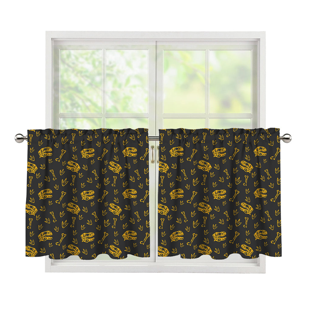 Tyrannosaurus Dino Fossil Pattern Print Tier Curtains