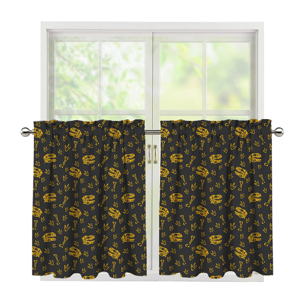 Tyrannosaurus Dino Fossil Pattern Print Tier Curtains