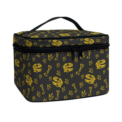 Tyrannosaurus Dino Fossil Pattern Print Travel Makeup Bag