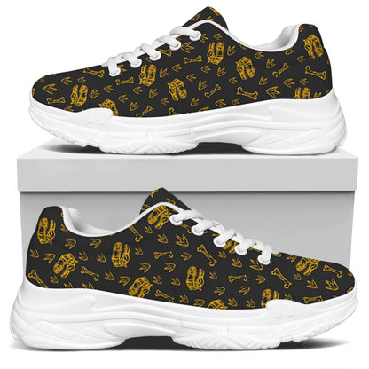 Tyrannosaurus Dino Fossil Pattern Print White Chunky Shoes