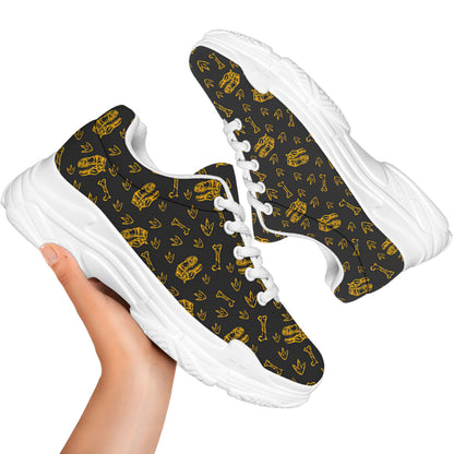 Tyrannosaurus Dino Fossil Pattern Print White Chunky Shoes