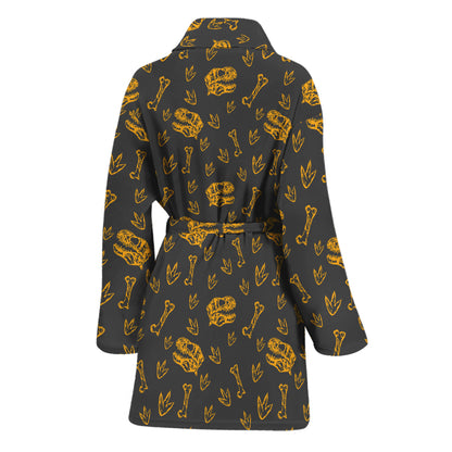 Tyrannosaurus Dino Fossil Pattern Print Women's Bathrobe