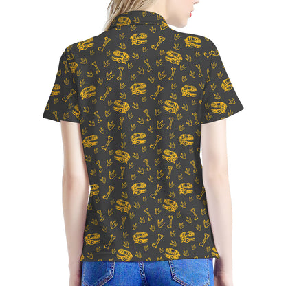 Tyrannosaurus Dino Fossil Pattern Print Women's Polo Shirt