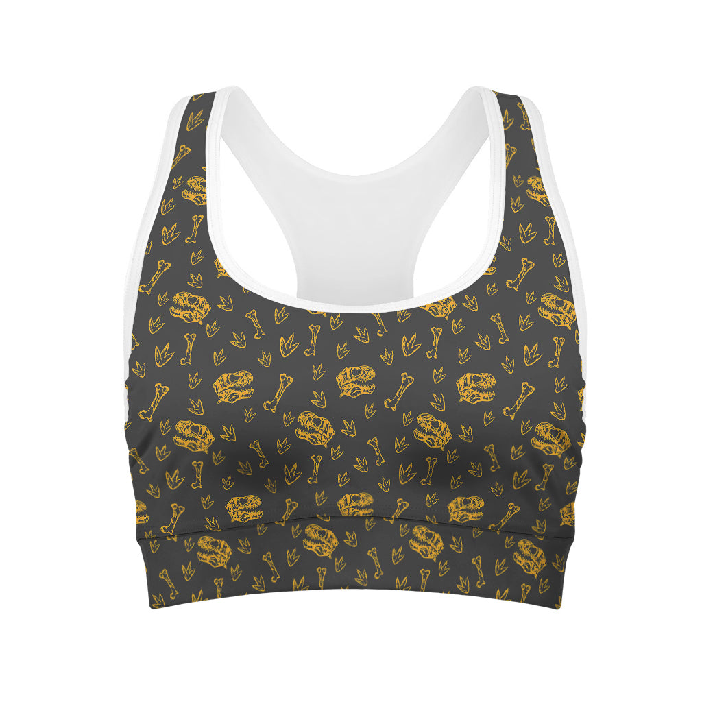 Tyrannosaurus Dino Fossil Pattern Print Women's Sports Bra