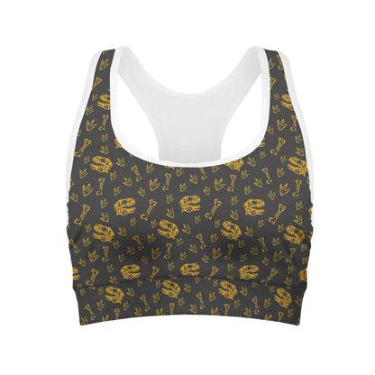 Tyrannosaurus Dino Fossil Pattern Print Women's Sports Bra