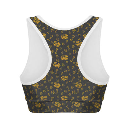 Tyrannosaurus Dino Fossil Pattern Print Women's Sports Bra