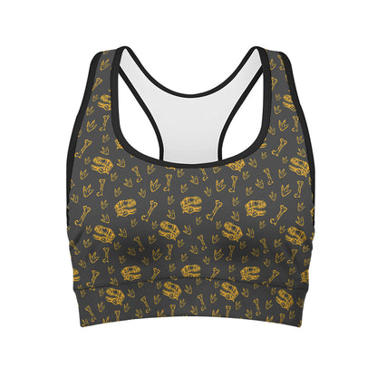 Tyrannosaurus Dino Fossil Pattern Print Women's Sports Bra