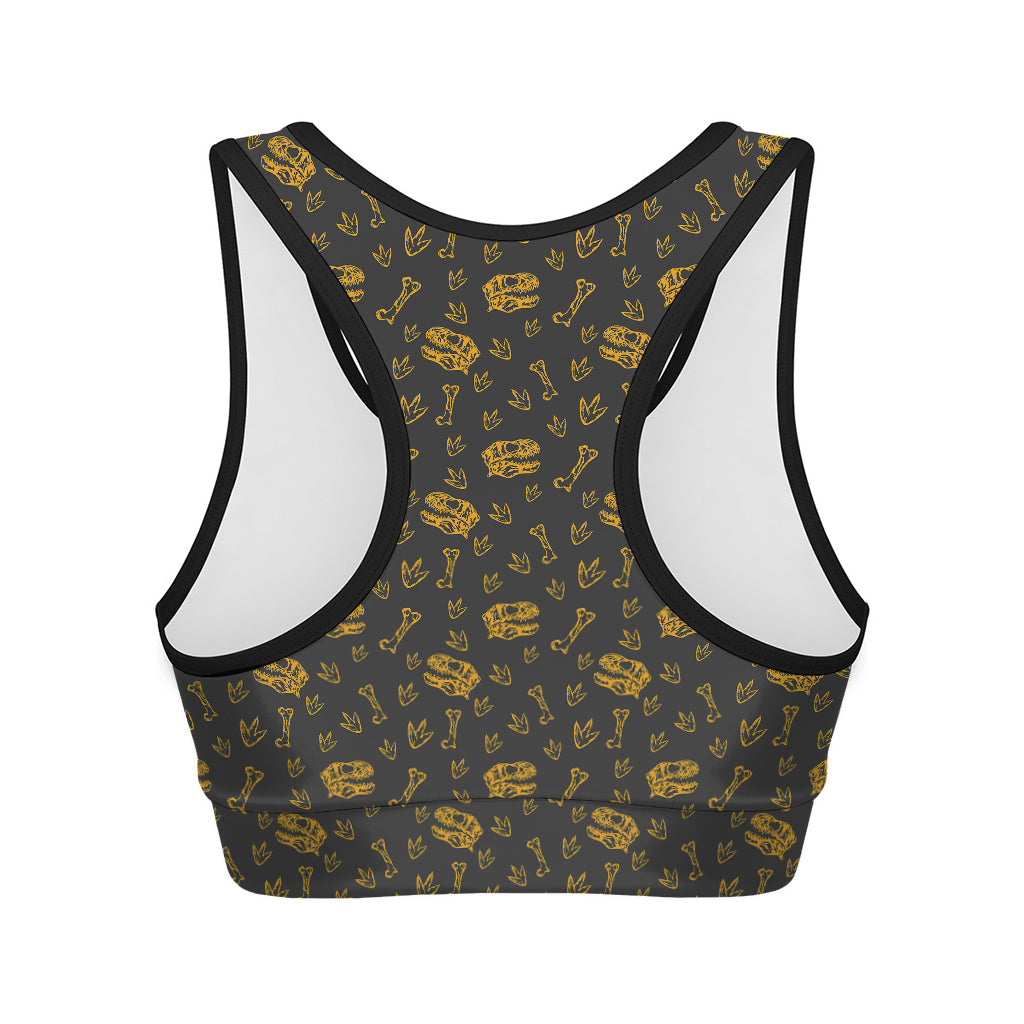 Tyrannosaurus Dino Fossil Pattern Print Women's Sports Bra