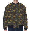 Tyrannosaurus Dino Fossil Pattern Print Zip Sleeve Bomber Jacket