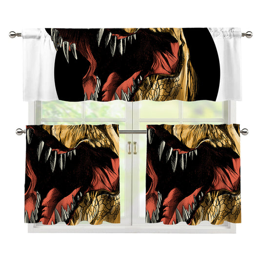 Tyrannosaurus Rex Head Print 3 Piece Kitchen Curtains