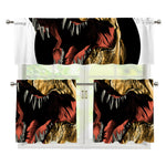 Tyrannosaurus Rex Head Print 3 Piece Kitchen Curtains