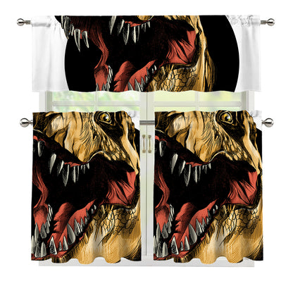 Tyrannosaurus Rex Head Print 3 Piece Kitchen Curtains