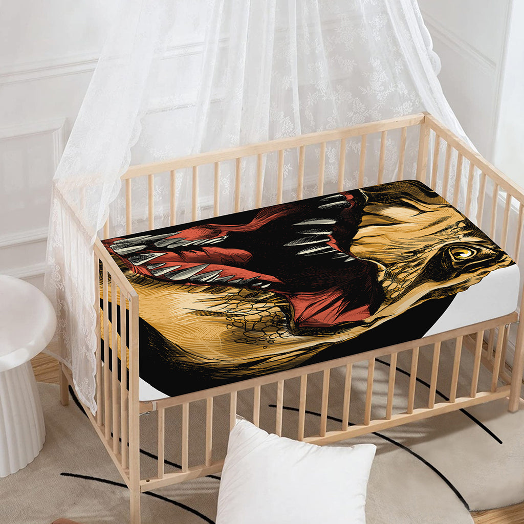 Tyrannosaurus Rex Head Print Baby Crib Sheet