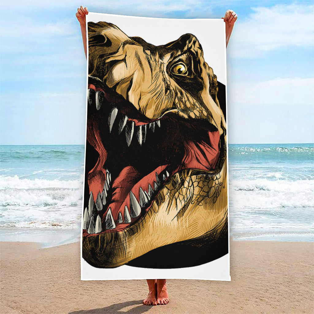 Tyrannosaurus Rex Head Print Beach Towel