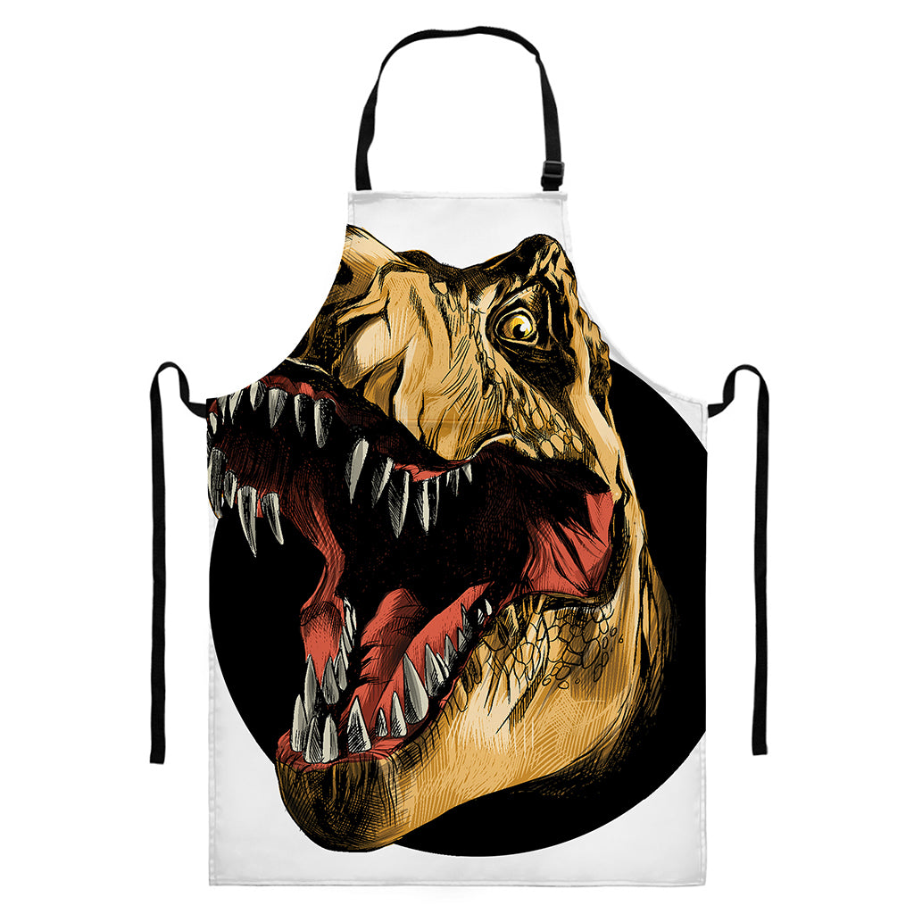 Tyrannosaurus Rex Head Print Bib Apron With Pocket